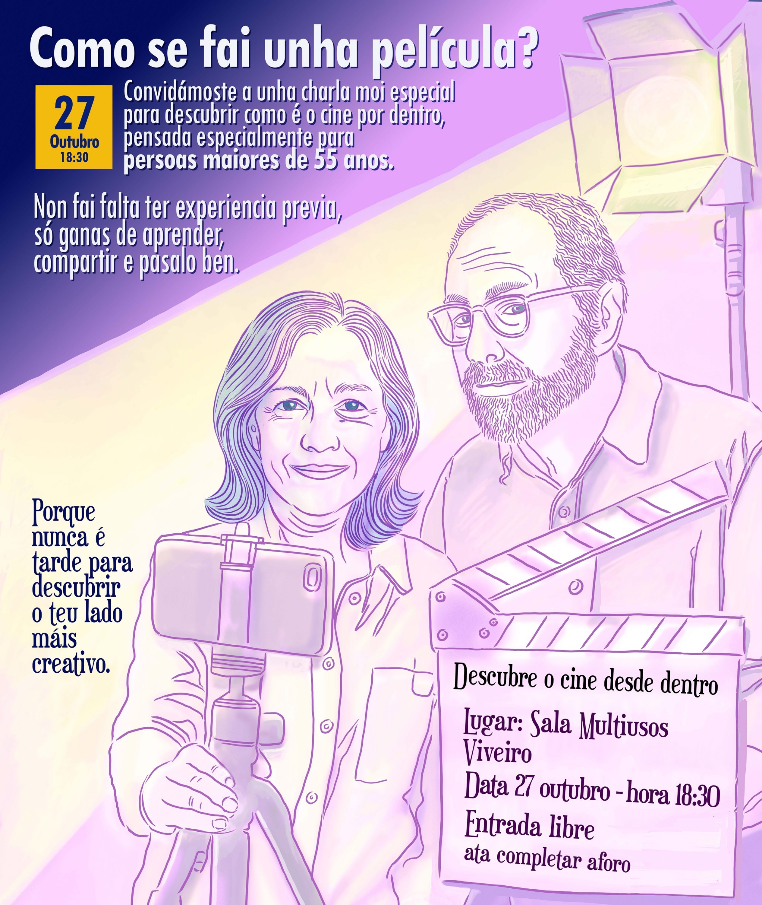 O Concello de Viveiro organiza o 27 de outubro un obradoiro de cine para maiores de 55 anos