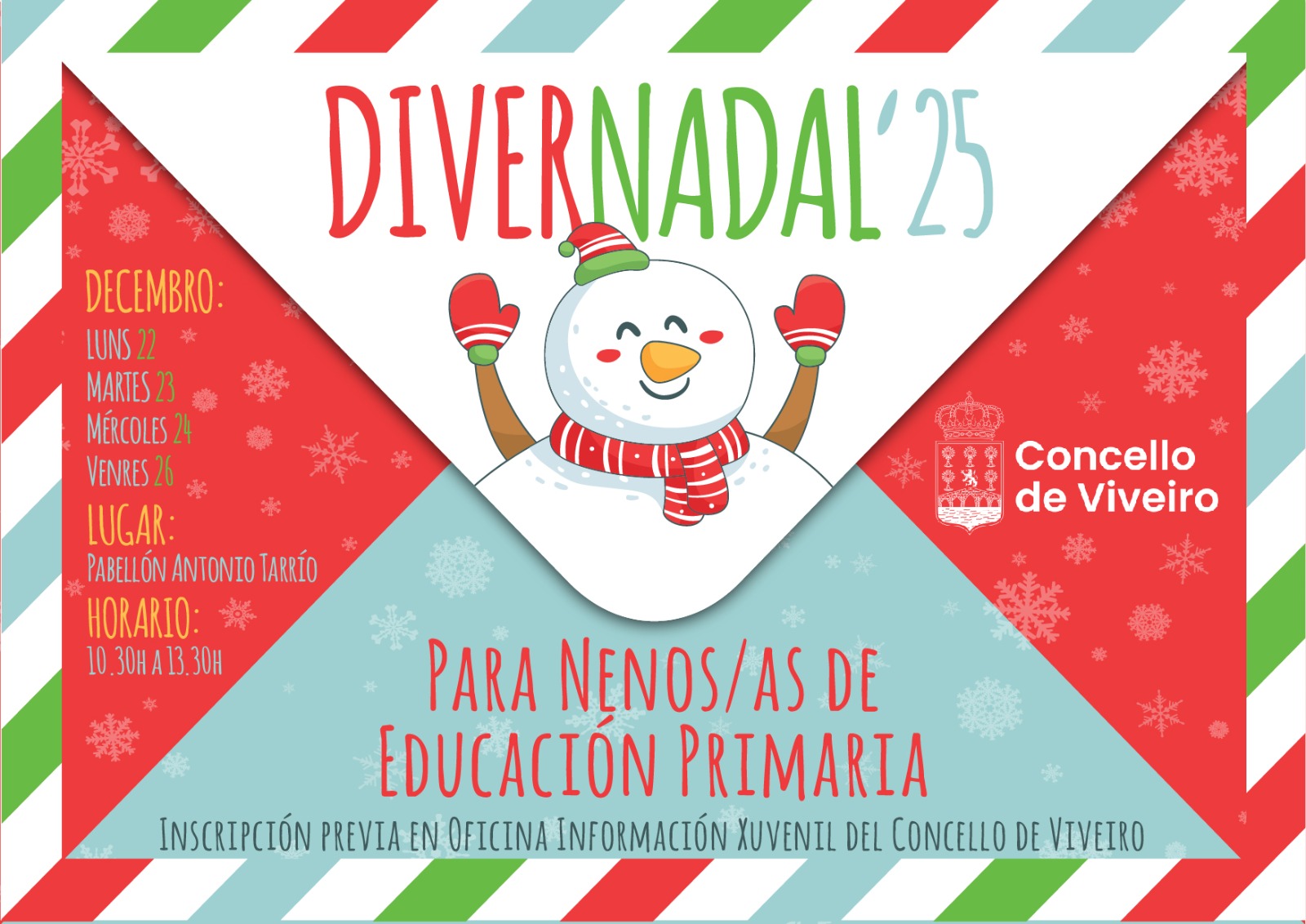 Viveiro activa o programa ‘Divernadal’25’ con 60 prazas para alumnado de Primaria