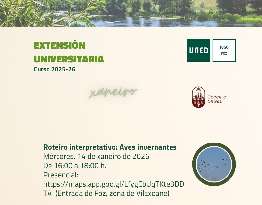 A Aula da UNED de Foz promove un percorrido divulgativo sobre aves invernantes