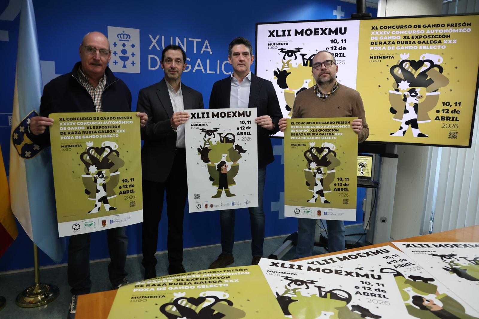 O delegado territorial da Xunta en Lugo, Javier Arias, destacou o valor da Moexmu para impulsar a remuda xeracional no sector agrogandeiro durante a presentación da súa 42ª edición