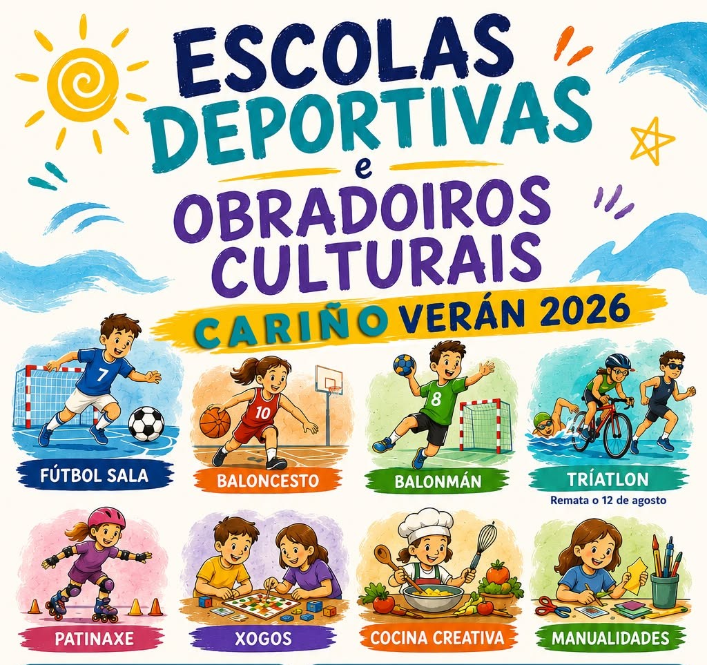 Cariño reforza a conciliación familiar cunha ampla oferta de actividades deportivas e culturais para o verán