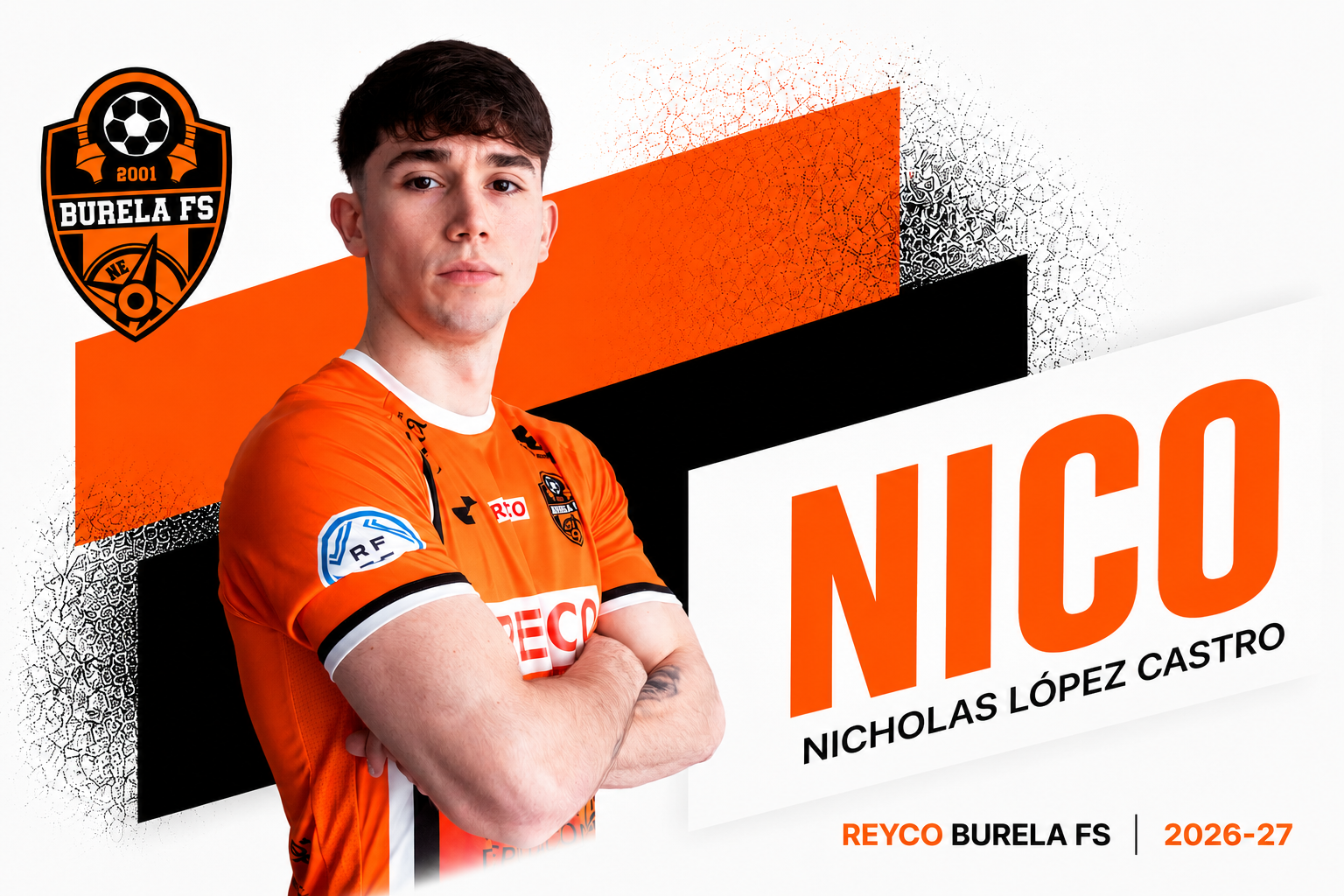 O canteirán Nico López pecha o bloque de renovacións do Reyco Burela FS
