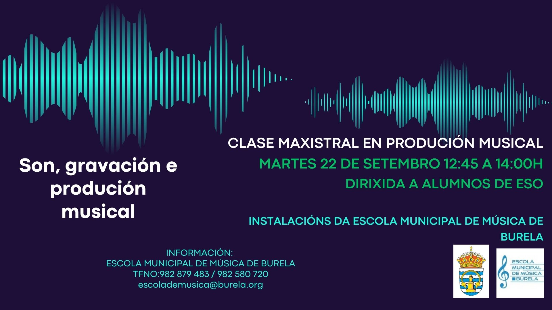 A Escola de Música de Burela acollerá unha clase maxistral de produción musical o 22 de setembro