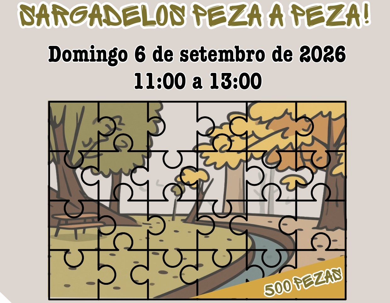 Este domingo, 6 de setembro, celebrarase na Sala Cultural Xosé Vizoso, nas Carboeiras de Sargadelos, o I Concurso de Puzzles “Sargadelos peza a peza”, organizado por Hai Larán