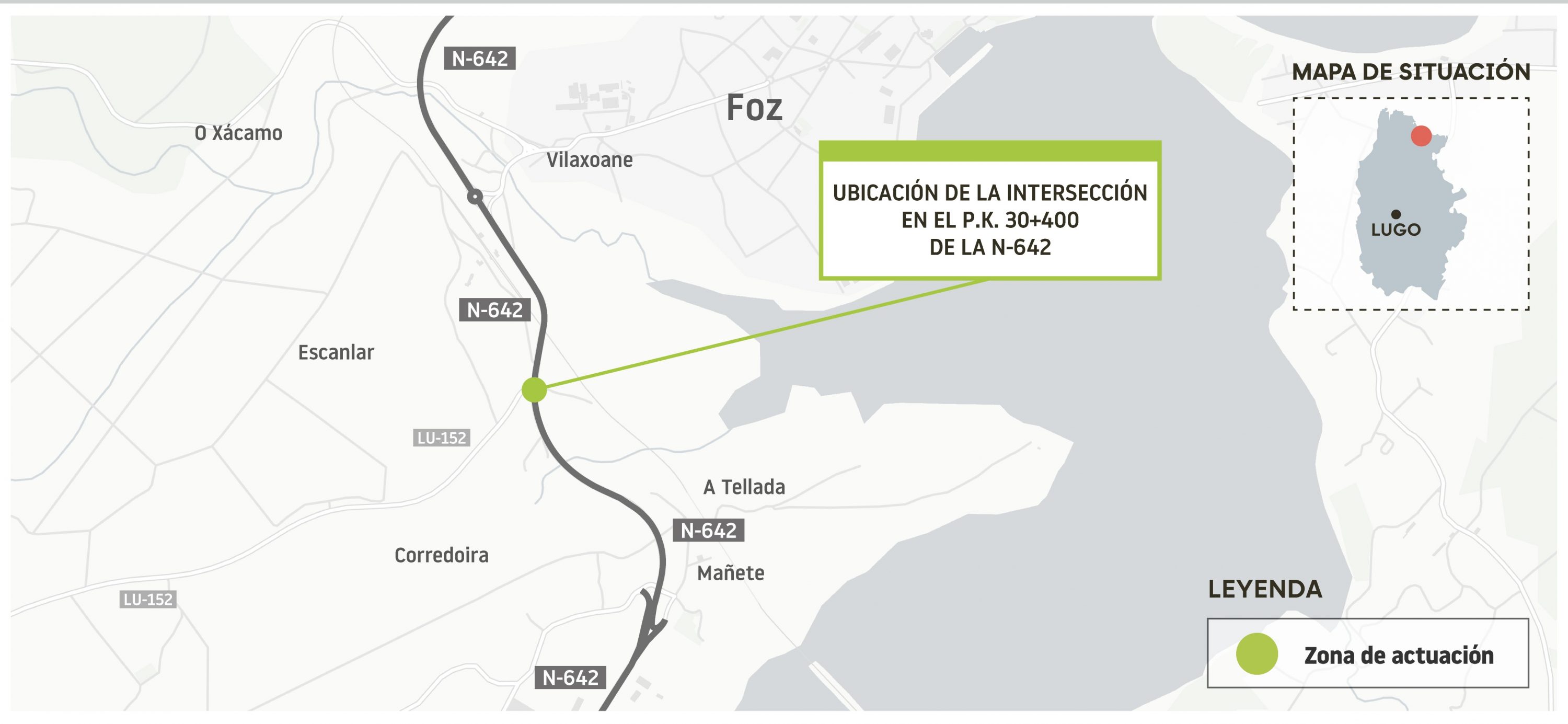O Ministerio investirá 511.000 € para aumentar a seguridade viaria na N‑642 ao seu paso por Foz