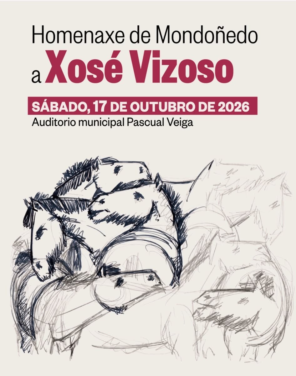 Mondoñedo celebrará o sábado 17 de outubro unha homenaxe a Xosé Vizoso no Auditorio Municipal Pascual Veiga